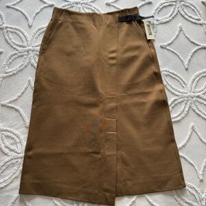 Duluth Trading NEW Ponte Pro Midi Skirt Size XS Yellow Gold Buckle Detail